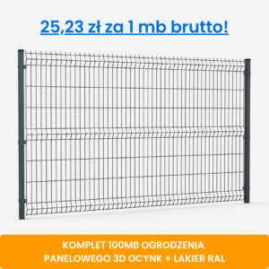 Komplet 100 mb ogrodzenia panelowego 3D wys. 1,73 m fi 4 mm ocynk + lakier RAL