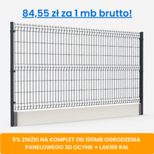 Komplet 100 mb ogrodzenia panelowego 3D z podmurówką wys. 1,48 m fi 5 mm ocynk + lakier RAL