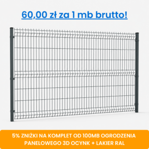 Komplet 100 mb ogrodzenia panelowego 3D wys. 1,53 m fi 5 mm ocynk + lakier RAL