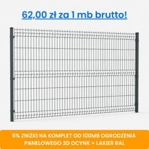 Komplet 100 mb ogrodzenia panelowego 3D wys. 1,53 m fi 5 mm ocynk + lakier RAL