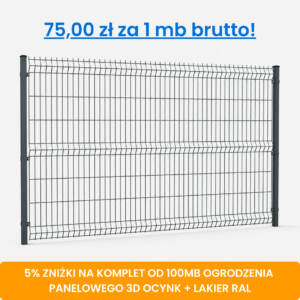 Komplet 100 mb ogrodzenia panelowego 3D wys. 1,73 m fi 5 mm ocynk + lakier RAL